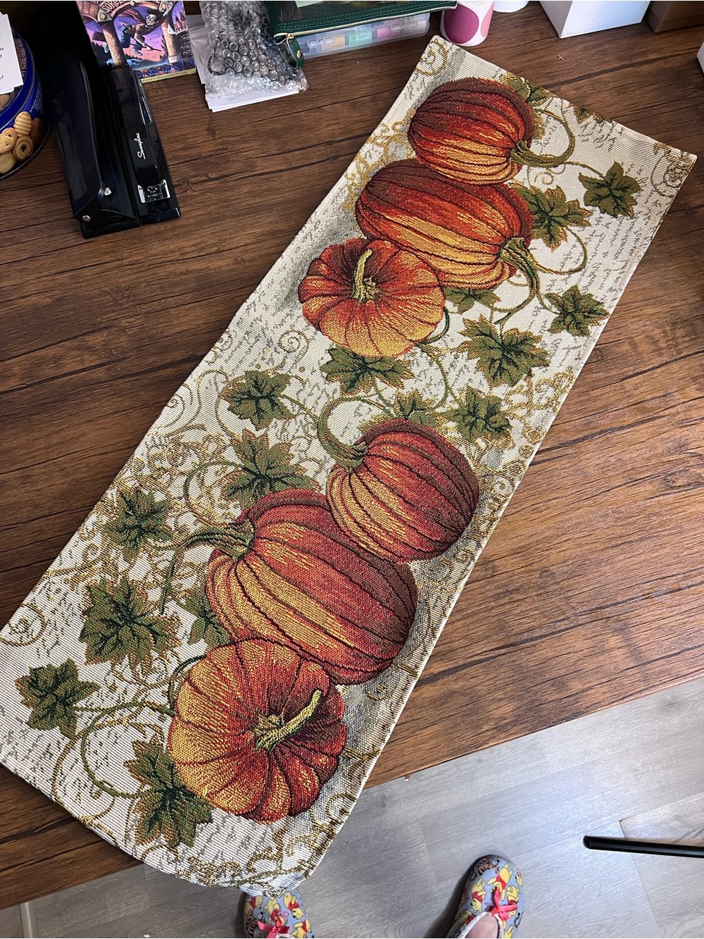 Autumn Pumpkin Tapestry Table Runner - 70 Inches
